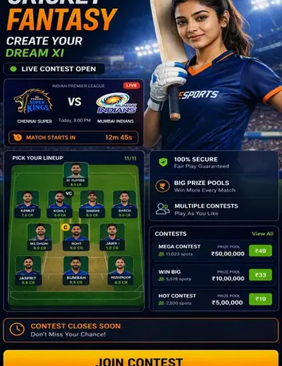 Come (Come Com) fantasy cricket & matchday visual 3